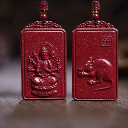 Vermilion Zodiac Guardian God Pendant