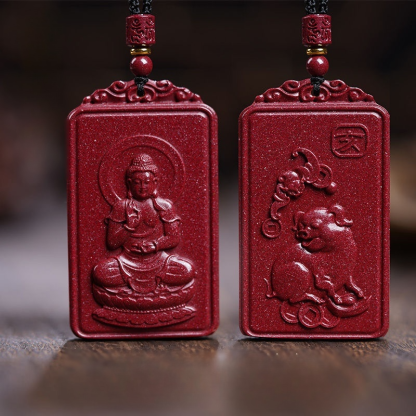 Vermilion Zodiac Guardian God Pendant