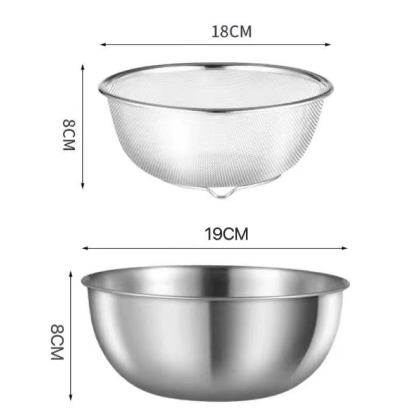 Home Essentials Stainless Steel Drainage Basket Set of 2