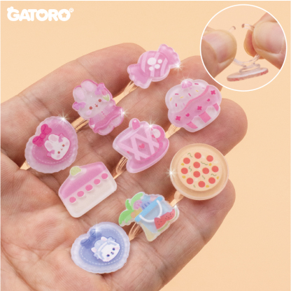 GATORO 1 pcs cartoon pendant necklace 1 pcs acrylic cartoon pendant bracelet 2 pcs acrylic cartoon ring | Suction Card Set