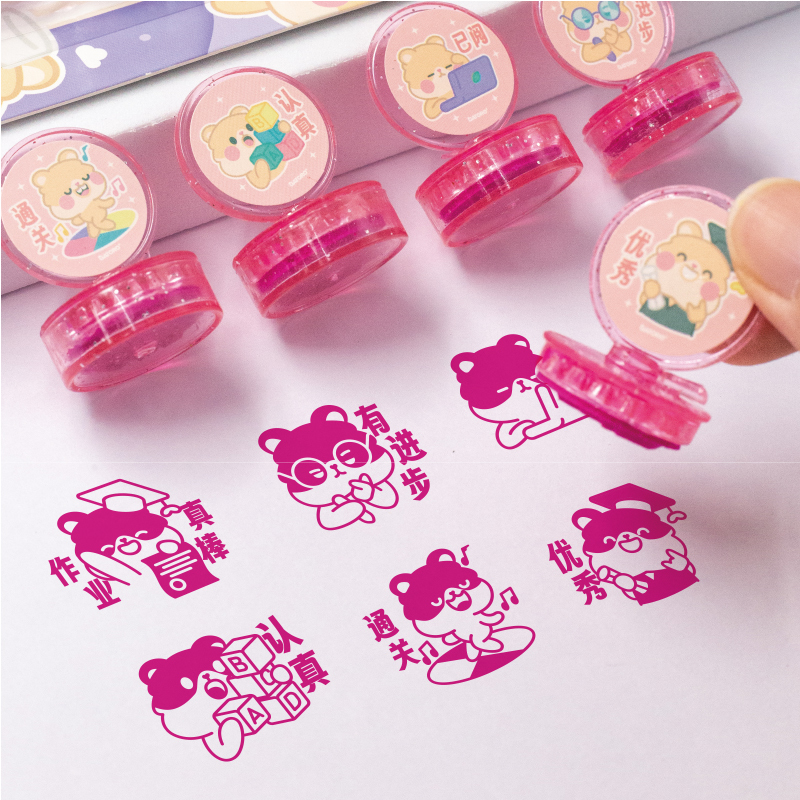 GATORO 6 pcs Cartoon Pattern Stamps | Suction Card Set