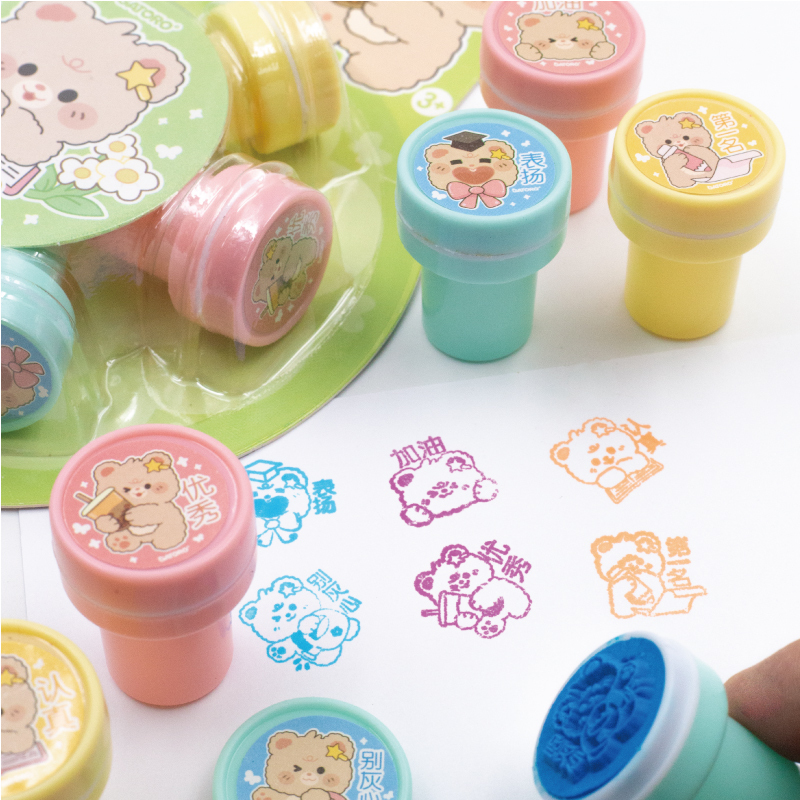 GATORO 6 pcs Cartoon Pattern Stamps | Suction Card Set