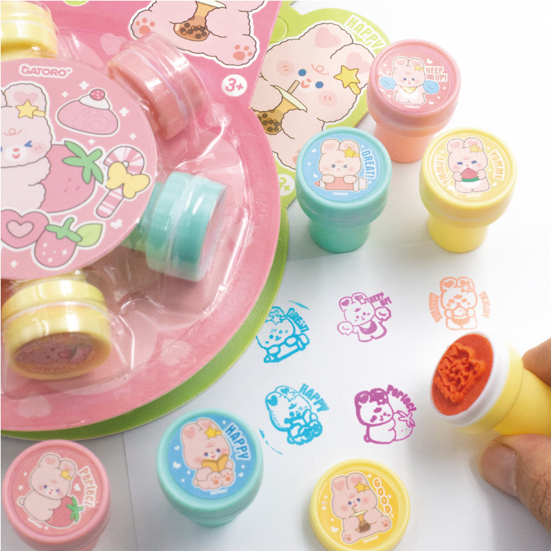 GATORO 6 pcs Cartoon Pattern Stamps | Suction Card Set
