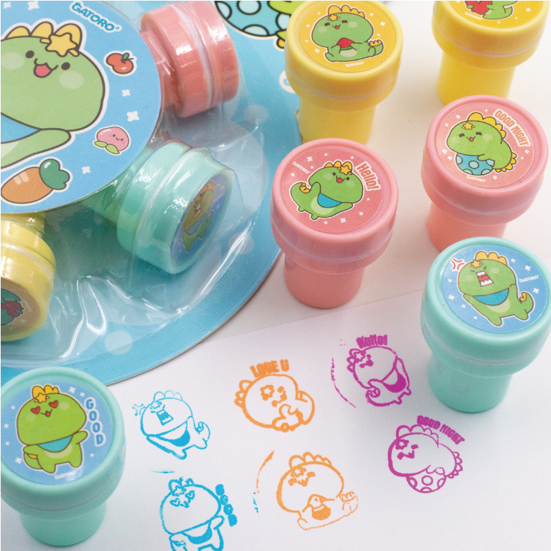 GATORO 6 pcs Cartoon Pattern Stamps | Suction Card Set
