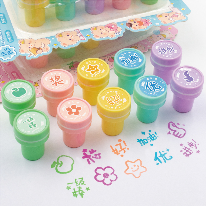 GATORO 10 pcs Cartoon Pattern Stamps | Suction Card Set
