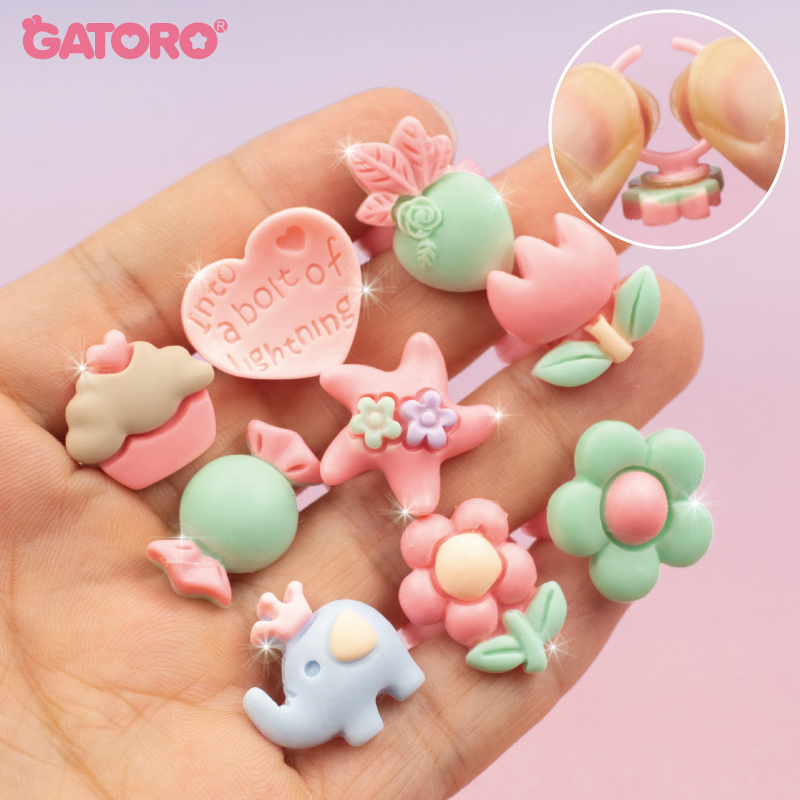 GATORO 8 PCS Cartoon Pattern Resin Ring | Suction Card Set
