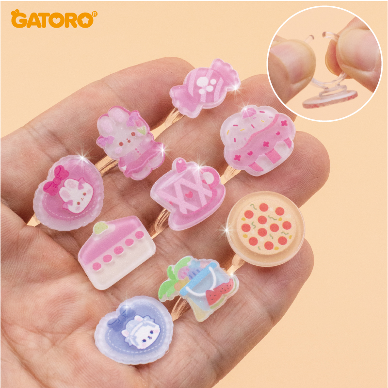 GATORO 8 PCS Cartoon Pattern Acrylic Ring 1PCS Cartoon Charm Bracelet | Suction Card Set