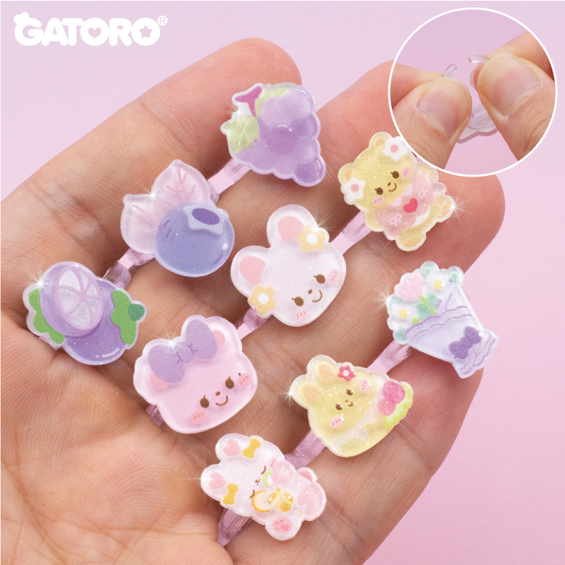 GATORO 1 pcs cartoon pendant necklace 1 pcs acrylic cartoon pendant bracelet 2 pcs acrylic cartoon ring | Suction Card Set