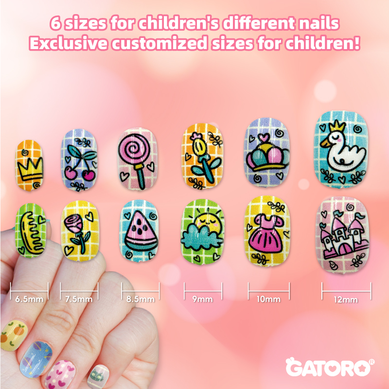 GATORO 12 pcs Kids Nail Stickers Set 1pcs Acrylic charm bracelet | Suction Card Set