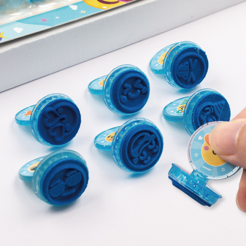 GATORO 6 pcs Cartoon Smiley Stamp | Suction Card Set