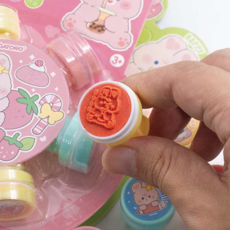 GATORO 6 pcs Cartoon Pattern Stamps | Suction Card Set