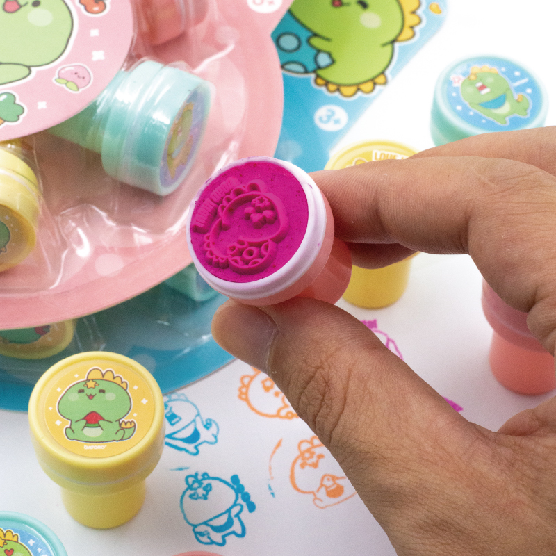 GATORO 6 pcs Cartoon Pattern Stamps | Suction Card Set