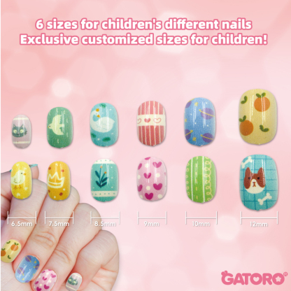 GATORO 12 pcs Kids Nail Stickers Set| Suction Card Set