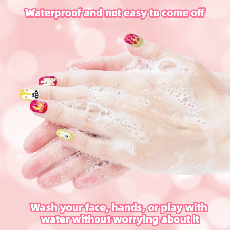 GATORO 24 Glitter Nail Stickers 2 Cartoon Rings | Suction Card Set