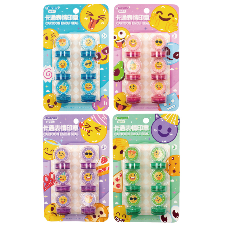 GATORO 6 pcs Cartoon Smiley Stamp | Suction Card Set