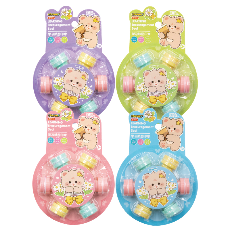 GATORO 6 pcs Cartoon Pattern Stamps | Suction Card Set