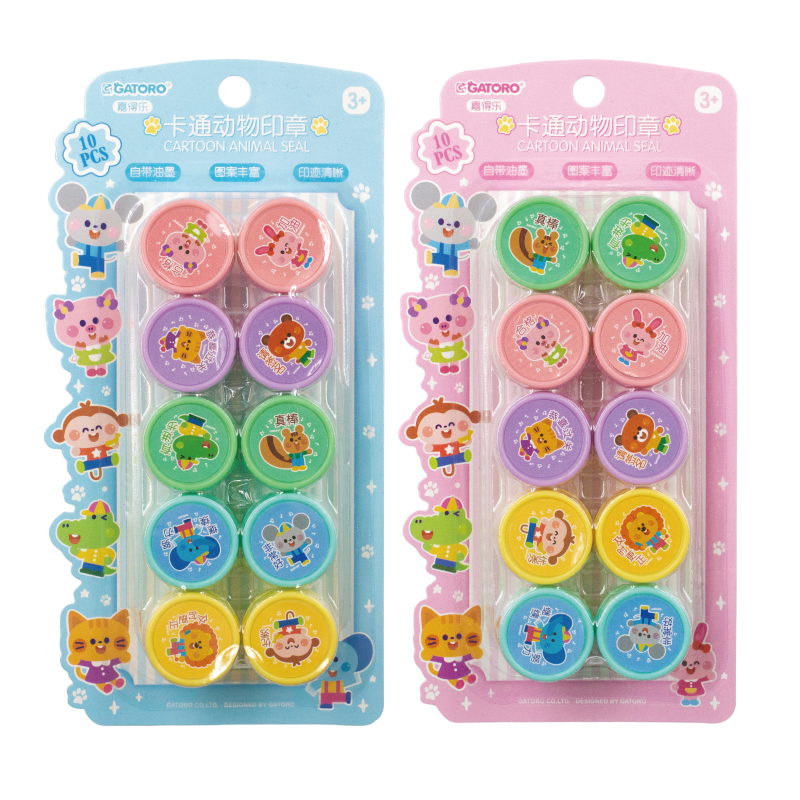GATORO 10 pcs Cartoon Pattern Stamps | Suction Card Set