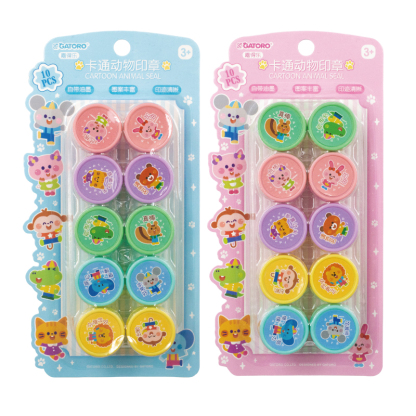 GATORO 10 pcs Cartoon Pattern Stamps | Suction Card Set