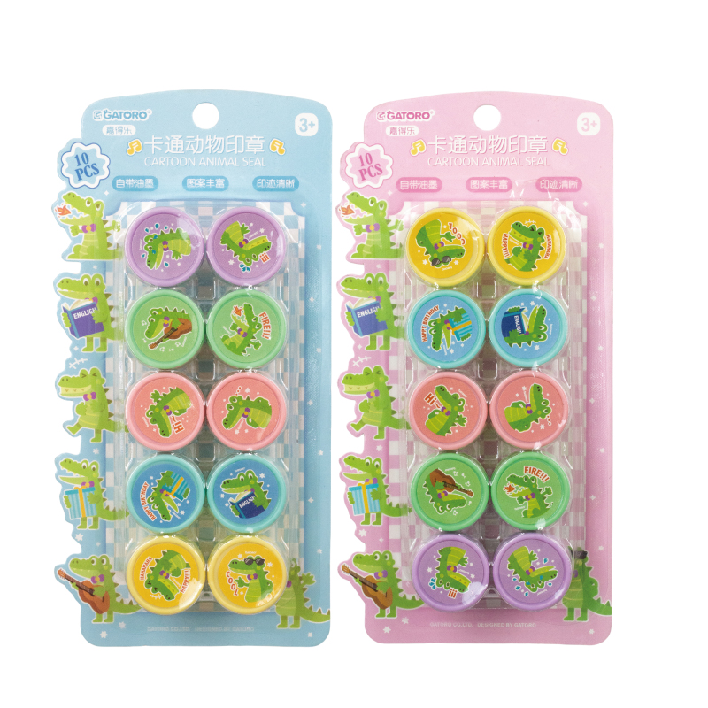 GATORO 10 pcs Cartoon Pattern Stamps | Suction Card Set