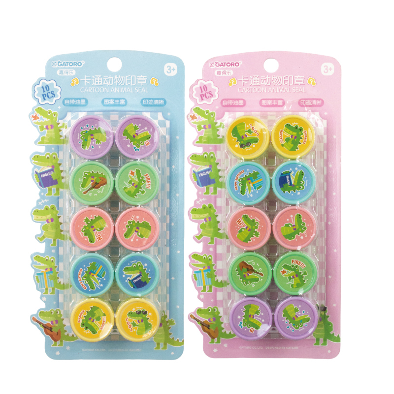 GATORO 10 pcs Cartoon Pattern Stamps | Suction Card Set