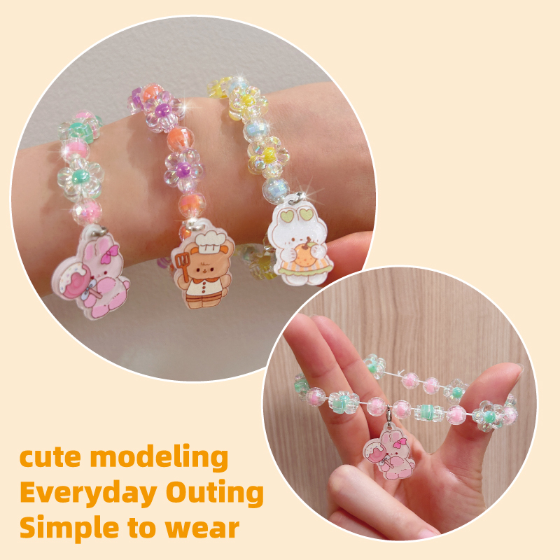 GATORO 8 PCS Cartoon Pattern Acrylic Ring 1PCS Cartoon Charm Bracelet | Suction Card Set