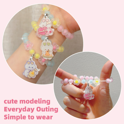 GATORO 8 PCS Cartoon Pattern Acrylic Ring 1PCS Cartoon Charm Bracelet | Suction Card Set