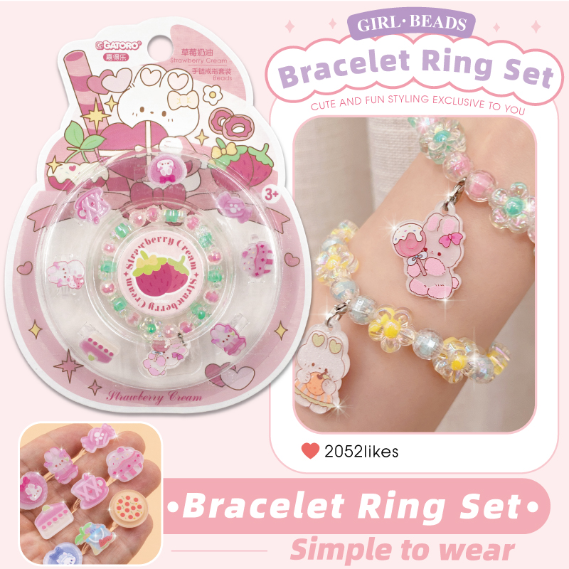 GATORO 8 PCS Cartoon Pattern Acrylic Ring 1PCS Cartoon Charm Bracelet | Suction Card Set