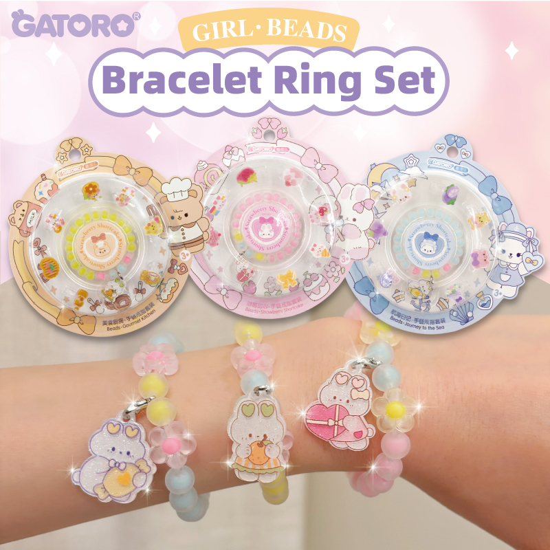 GATORO 8 PCS Cartoon Pattern Acrylic Ring 1PCS Cartoon Charm Bracelet | Suction Card Set