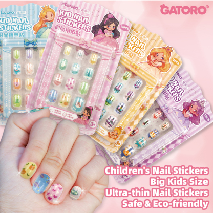 GATORO 12 pcs Kids Nail Stickers Set| Suction Card Set