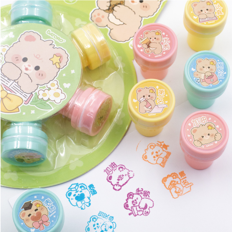 GATORO 6 pcs Cartoon Pattern Stamps | Suction Card Set