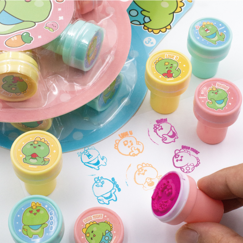 GATORO 6 pcs Cartoon Pattern Stamps | Suction Card Set