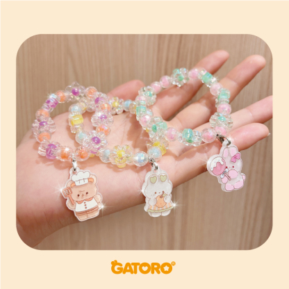 GATORO 8 PCS Cartoon Pattern Acrylic Ring 1PCS Cartoon Charm Bracelet | Suction Card Set