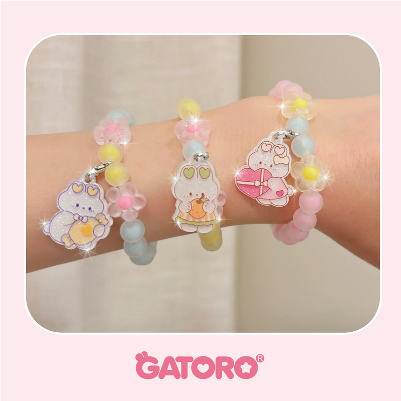 GATORO 8 PCS Cartoon Pattern Acrylic Ring 1PCS Cartoon Charm Bracelet | Suction Card Set