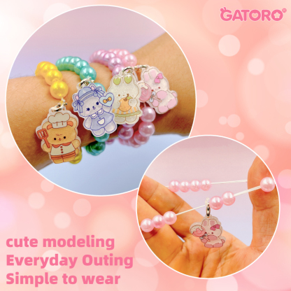 GATORO 12 pcs Kids Nail Stickers Set 1pcs Acrylic charm bracelet | Suction Card Set