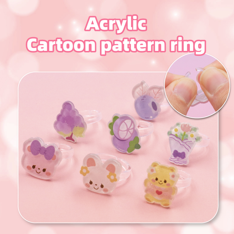 GATORO 24 Glitter Nail Stickers 2 Cartoon Rings | Suction Card Set