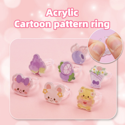 GATORO 24 Glitter Nail Stickers 2 Cartoon Rings | Suction Card Set