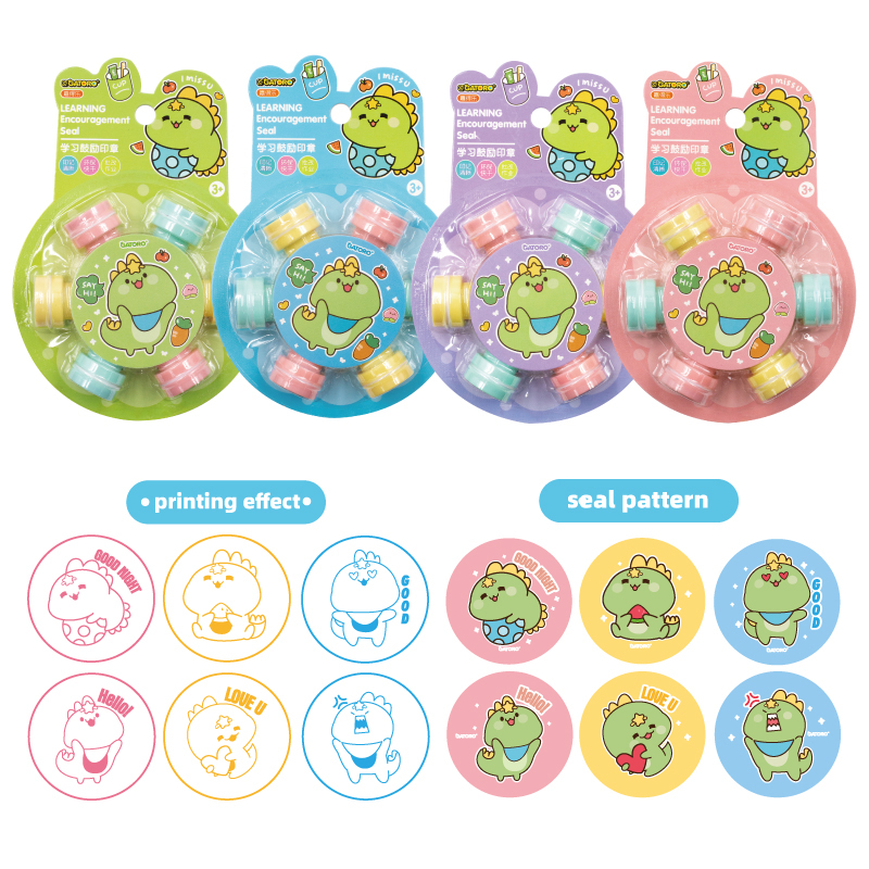 GATORO 6 pcs Cartoon Pattern Stamps | Suction Card Set