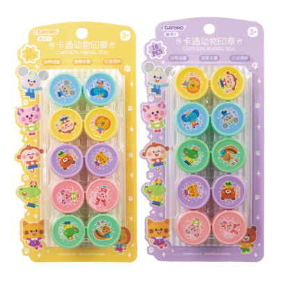 GATORO 10 pcs Cartoon Pattern Stamps | Suction Card Set