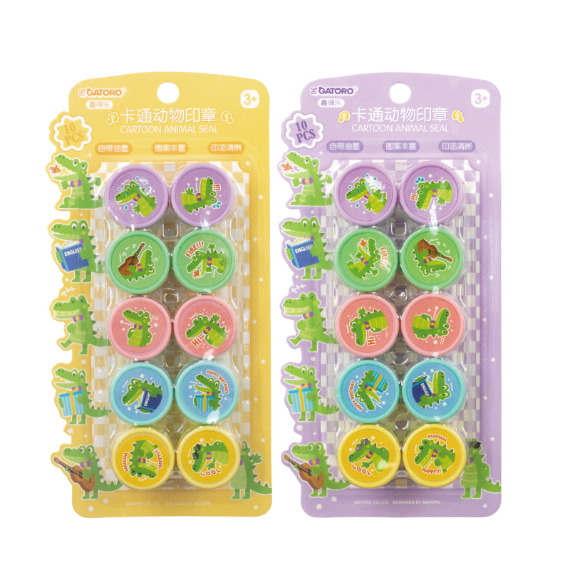 GATORO 10 pcs Cartoon Pattern Stamps | Suction Card Set