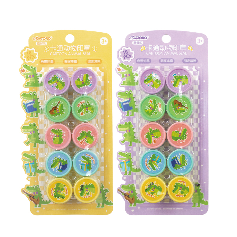 GATORO 10 pcs Cartoon Pattern Stamps | Suction Card Set