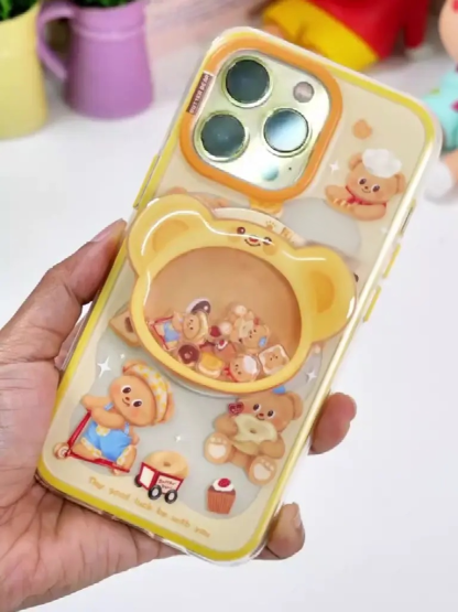 เคสโทรศัพท์มือถือลายหมีเนยพร้อมขาตั้งมือถือแบบแม่เหล็ก