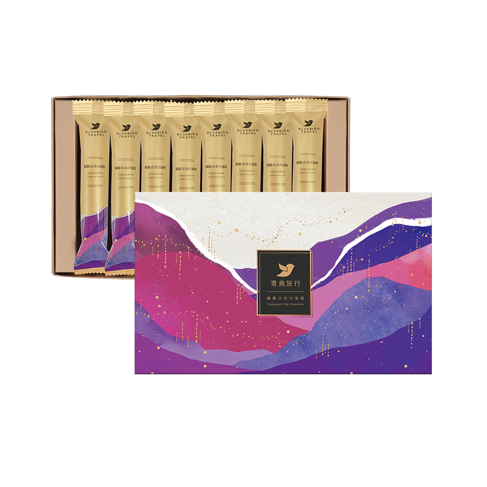 tieguanyin chocolate egg rolls box opened showing tea chocolate flavours
