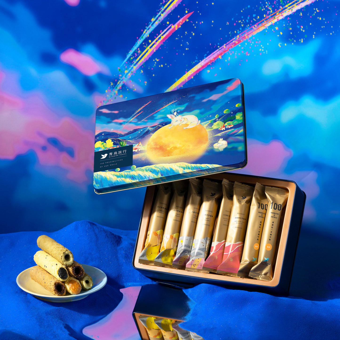 Tea and Fruit Selection Box with moon rabbit tin package.