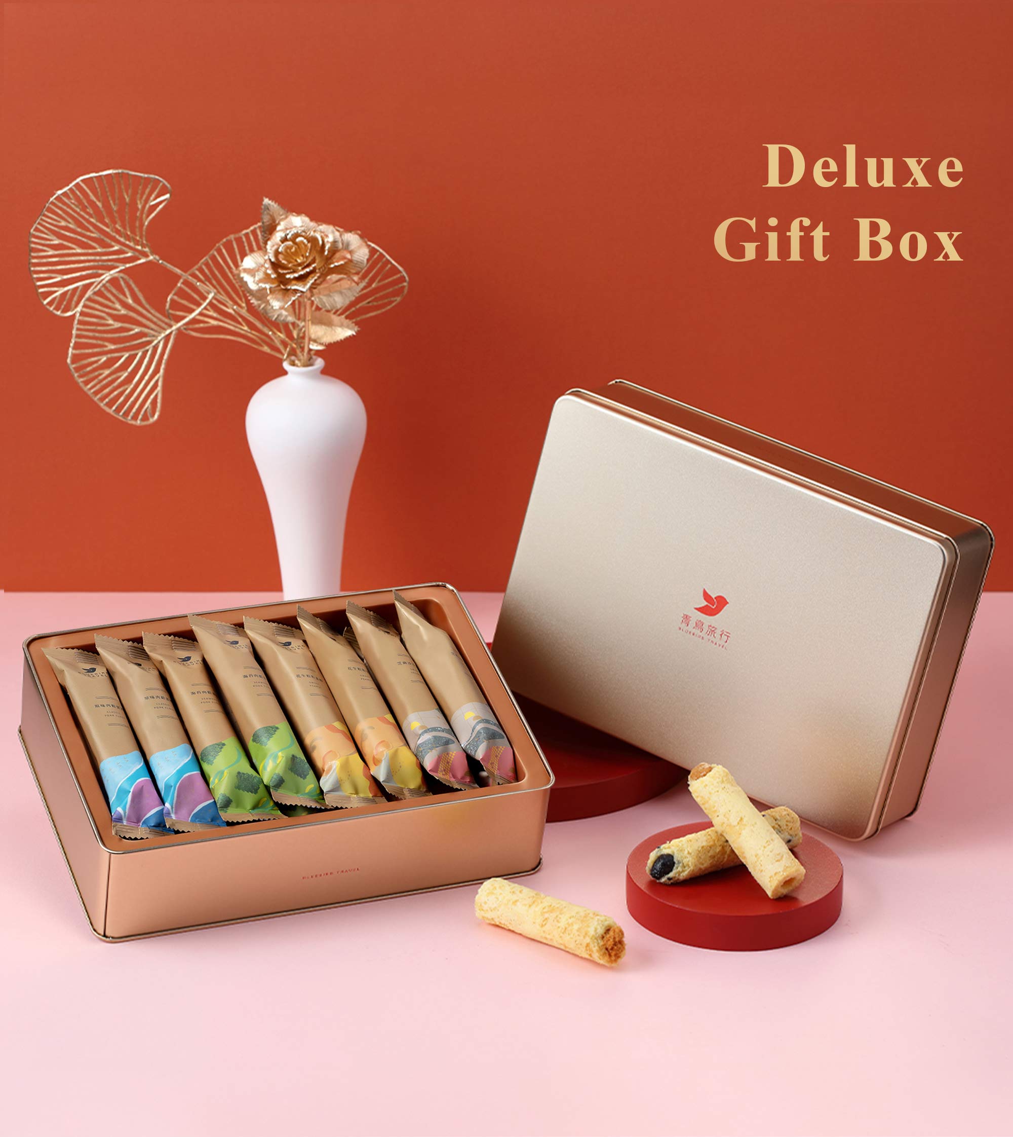 deluxe 16pcs egg roll gift box singapore premium taiwan snack gift packaging.