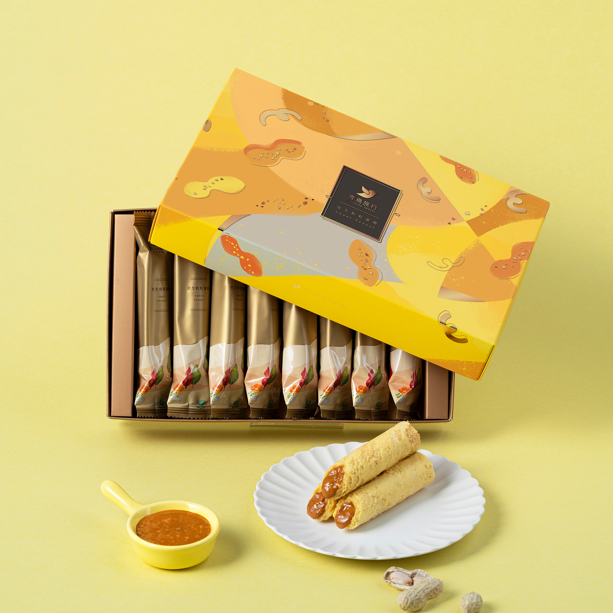 Peanut Filled Egg Rolls travel box with nutty flavour and rich buttery aroma