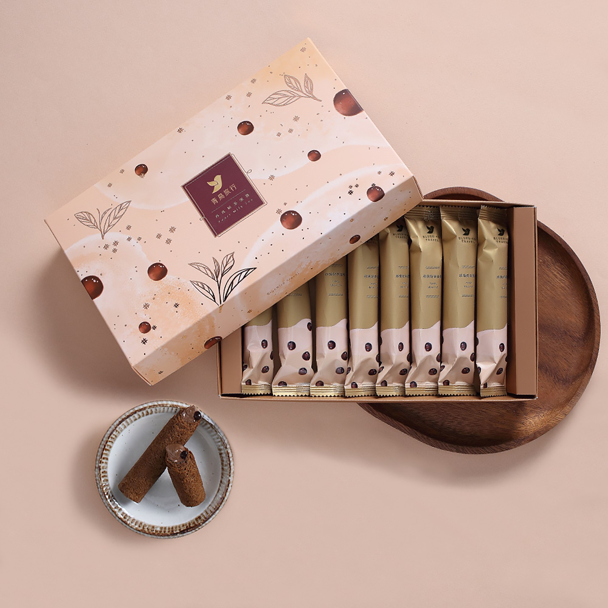 Travel Box-Pearl Milk Tea Egg Roll (8 packs/with gift bag)