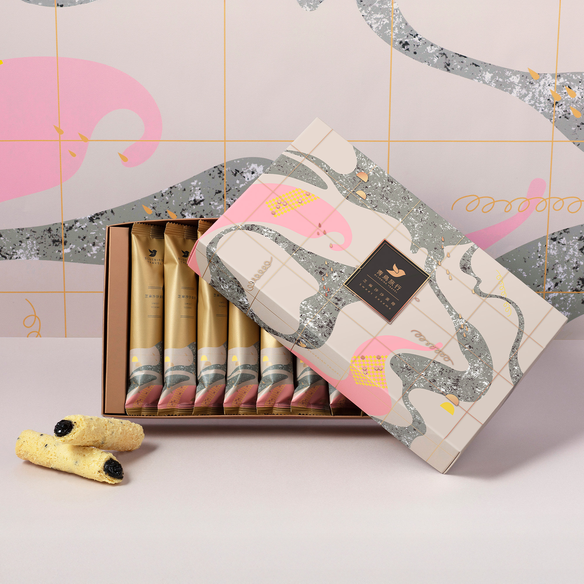 Sesame Filled Egg Rolls travel box with roasted sesame aroma and rich buttery flavour