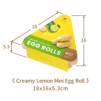 Creamy lemon mini egg roll share box size 18x16x5.3cm packaging dimensions