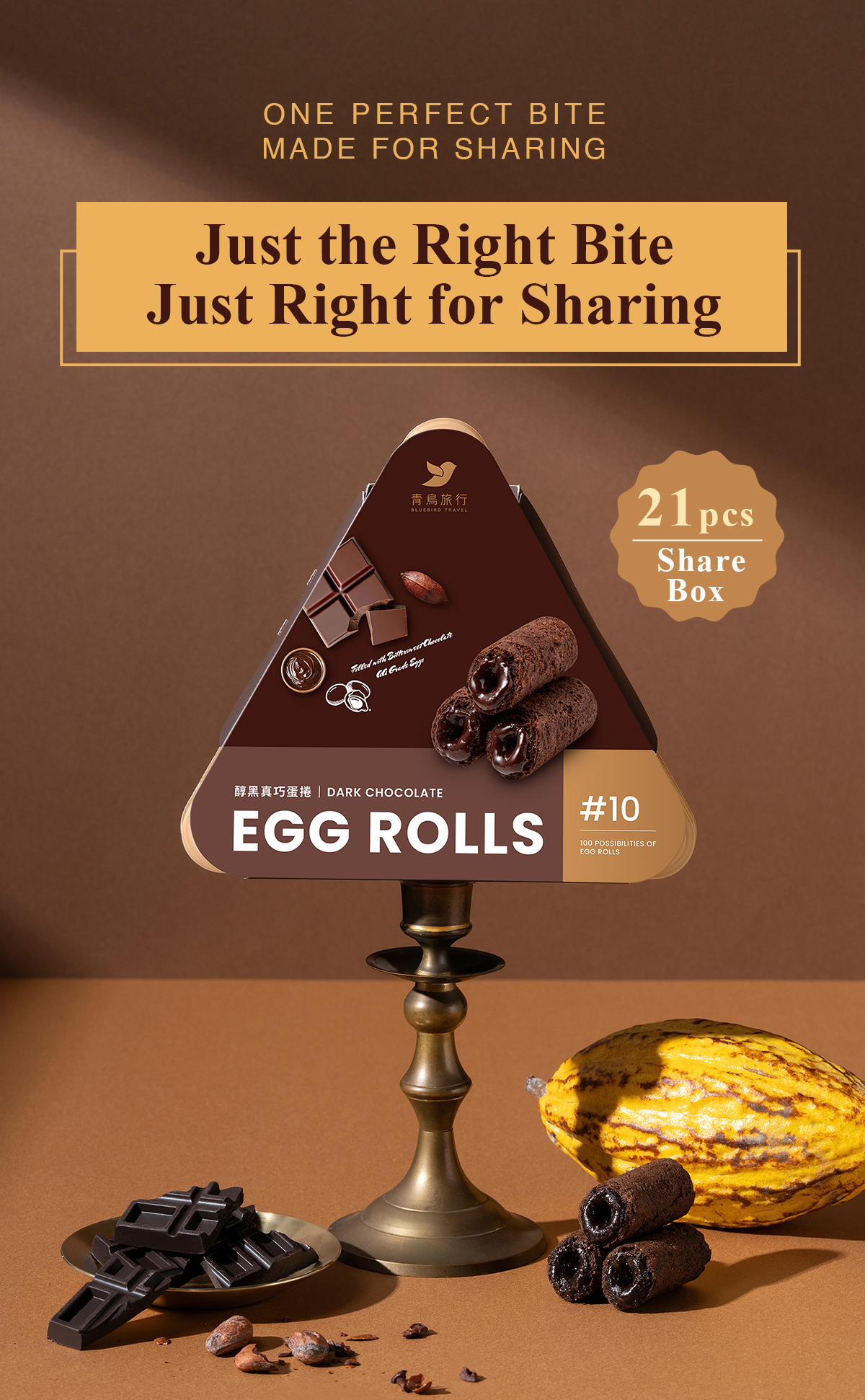 Dark chocolate mini egg rolls 21 pcs share box perfect for gifting and sharing