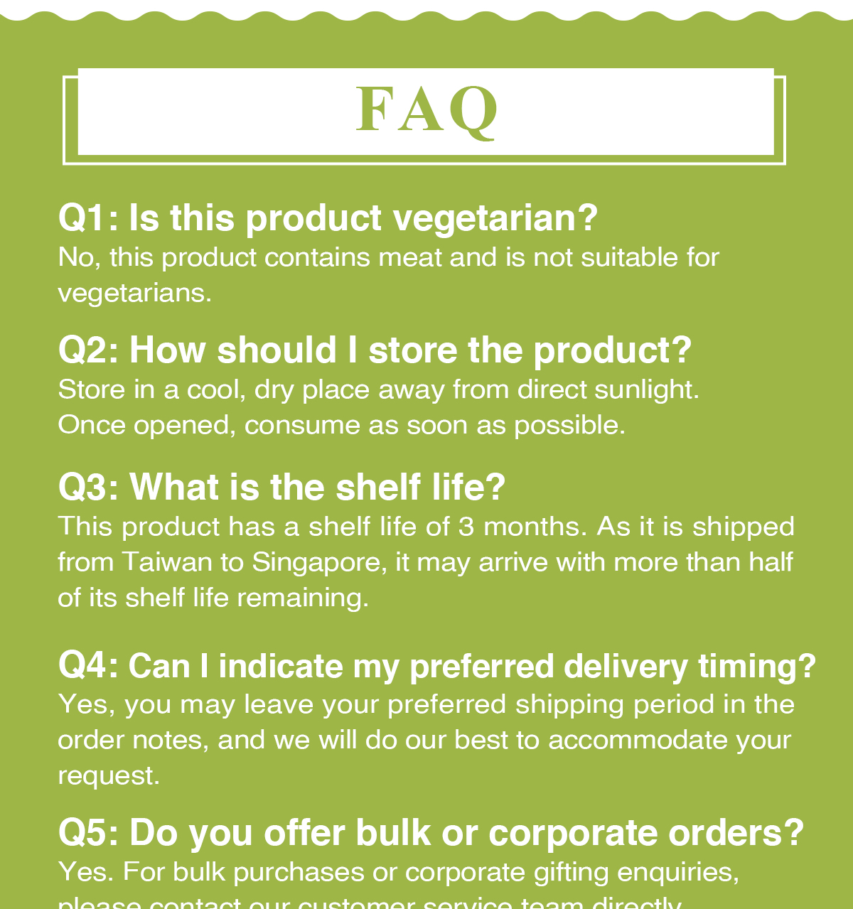 seaweed pork floss egg rolls faq storage shelf life singapore